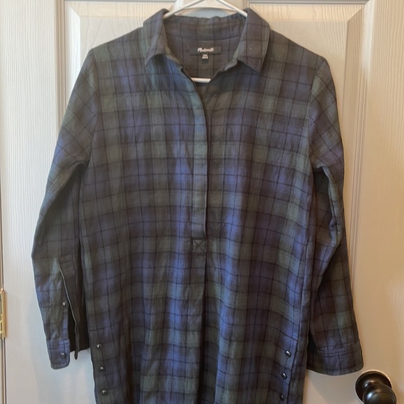 Madewell Tartan Flannel Plaid Shirt Dress - Picture 4 of 8